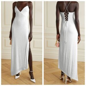 Retrofete Violet asymmetric lace-up sequined stretch-tulle gown Size Small